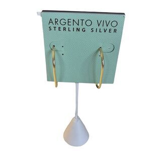 Argento Vivo Gold Tone Sterling Silver Elongated Hoop Earrings.